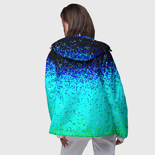 Женская ветровка Пикселизация неоновых цветов / 3D-Белый – фото 4