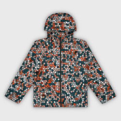 Женская ветровка Красно-бирюзовый паттерн мелкая мозаика