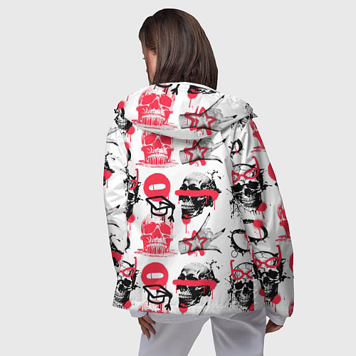 Женская ветровка Текстурные черепа / 3D-Черный – фото 4