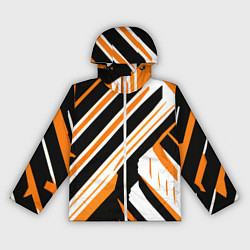 Женская ветровка Чёрно-оранжевые полосы на белом фоне
