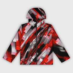 Женская ветровка Черно-красно-белые наклонные блоки