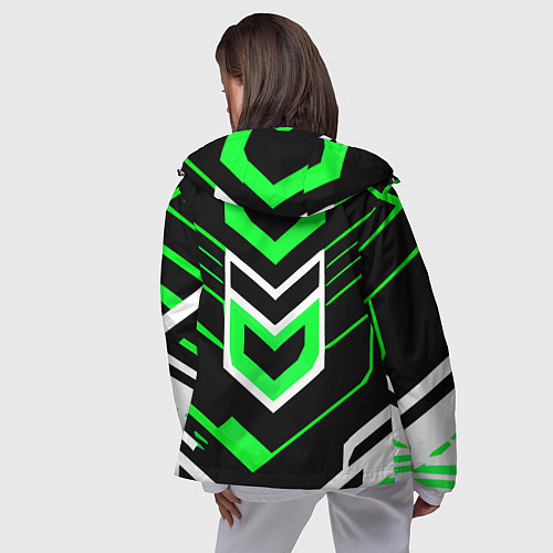 Женская ветровка Полосы и зелёно-белый шестиугольник / 3D-Черный – фото 4