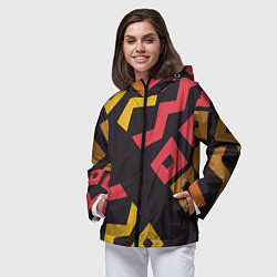 Ветровка с капюшоном женская Абстракция - этно мотивы, цвет: 3D-черный — фото 2