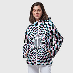 Ветровка с капюшоном женская Оптическая иллюзия с погружением, цвет: 3D-белый — фото 2