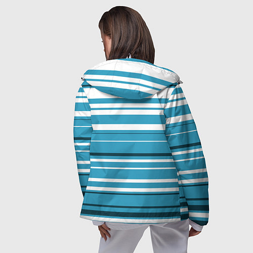 Женская ветровка Бело-голубой в полоску / 3D-Белый – фото 4