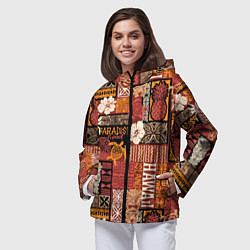 Ветровка с капюшоном женская Гавайские острова - райский уголок, цвет: 3D-черный — фото 2