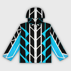 Ветровка с капюшоном женская Blue and white lines on a black background, цвет: 3D-белый