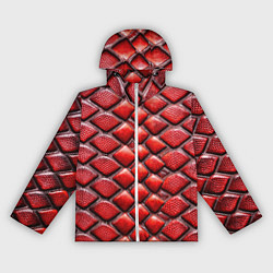 Женская ветровка Змеиная объемная текстурная красная кожа