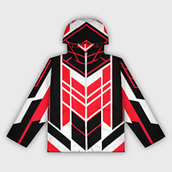 Ветровка с капюшоном женская Red and white lines on a black background, цвет: 3D-белый