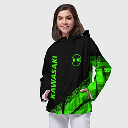 Ветровка с капюшоном женская Kawasaki - logo, цвет: 3D-черный — фото 2