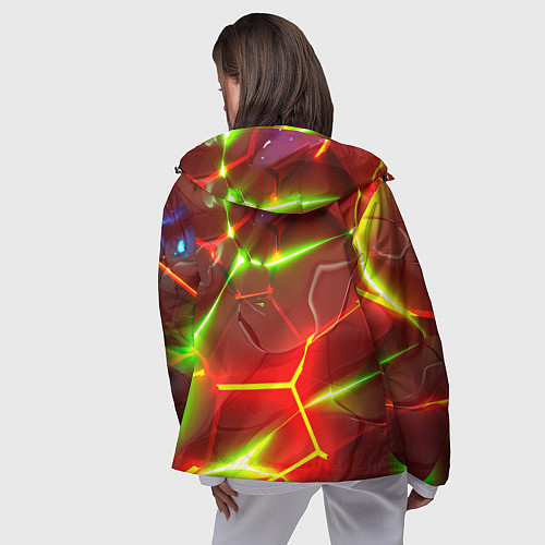 Женская ветровка Неоновые красные плиты с ярким светом / 3D-Черный – фото 4