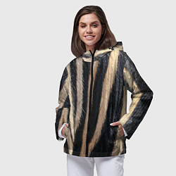 Ветровка с капюшоном женская Мех зебры, цвет: 3D-черный — фото 2