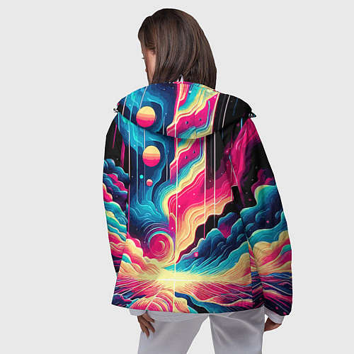 Женская ветровка Neon space fantasy - ai art / 3D-Белый – фото 4