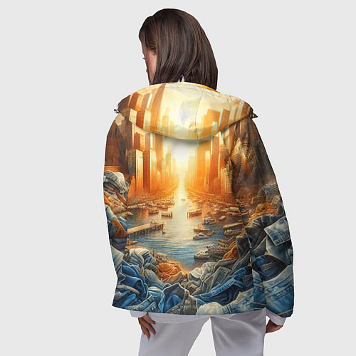 Женская ветровка Нью-Йорк с джинсовыми берегами - нейросеть / 3D-Белый – фото 4