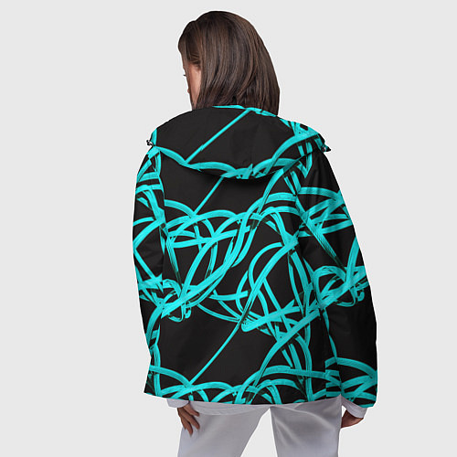 Женская ветровка Ярко голубые линии / 3D-Черный – фото 4
