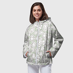 Ветровка с капюшоном женская Улыбающиеся цветы, цвет: 3D-белый — фото 2