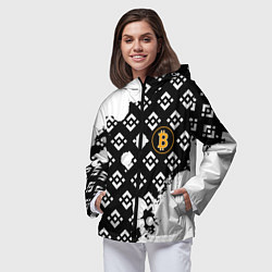 Ветровка с капюшоном женская Bitcoin pattern binance, цвет: 3D-черный — фото 2
