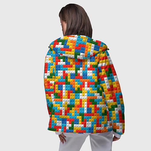 Женская ветровка Разноцветные квадратные плитки / 3D-Черный – фото 4