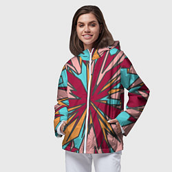 Ветровка с капюшоном женская Геометрический всплеск цвета, цвет: 3D-белый — фото 2