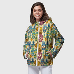 Ветровка с капюшоном женская Обезьяна ананас, цвет: 3D-белый — фото 2