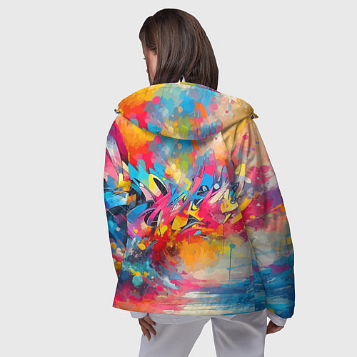 Женская ветровка Красочная абстракция - импрессионизм / 3D-Белый – фото 4