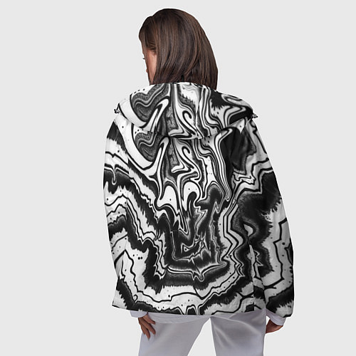Женская ветровка Черно-белая абстракция суминагаши / 3D-Черный – фото 4