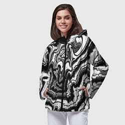 Ветровка с капюшоном женская Черно-белая абстракция суминагаши, цвет: 3D-черный — фото 2