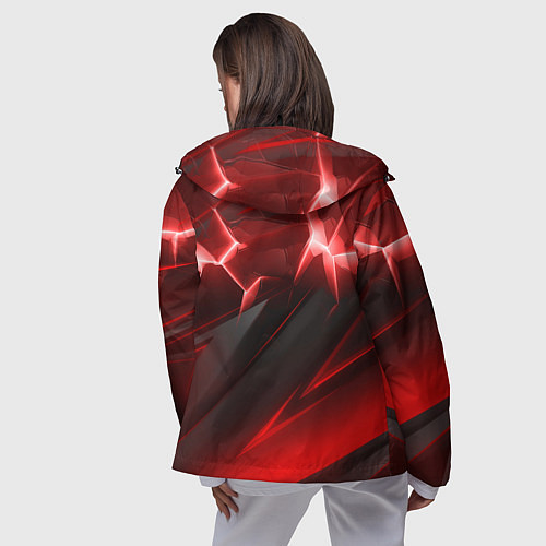 Женская ветровка Яркая красная объемная абстракция / 3D-Черный – фото 4