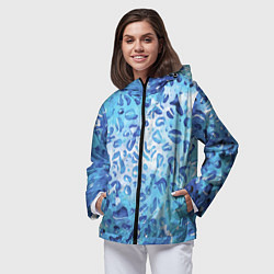 Ветровка с капюшоном женская Абстракция паттерн воды и неба, цвет: 3D-черный — фото 2