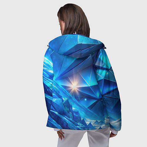 Женская ветровка Синяя объемная абстракция со вспышкой / 3D-Белый – фото 4