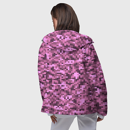 Женская ветровка Розовый камуфляж текстура / 3D-Черный – фото 4