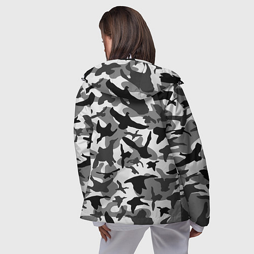 Женская ветровка Камуфляж птицы чёрный / 3D-Белый – фото 4