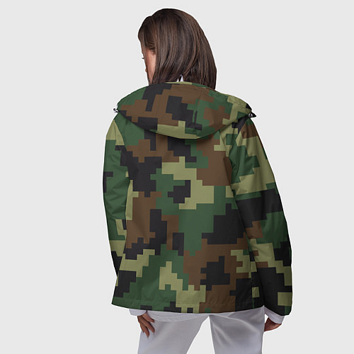 Женская ветровка Камуфляж хаки текстура / 3D-Белый – фото 4
