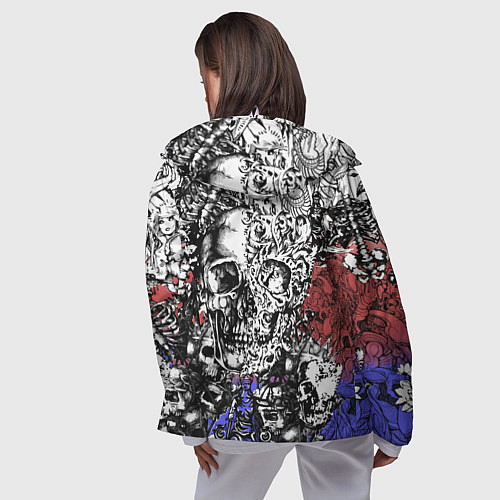Женская ветровка Череп и скелеты на фоне флага России / 3D-Белый – фото 4
