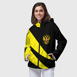 Ветровка с капюшоном женская Россия текстура жёлтый, цвет: 3D-черный — фото 2