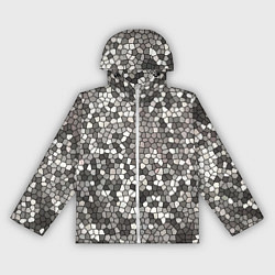 Ветровка с капюшоном женская Серо-розовый паттерн мозаика, цвет: 3D-белый