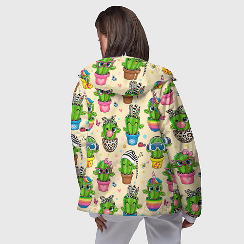 Женская ветровка Мультяшные кактусы / 3D-Белый – фото 4