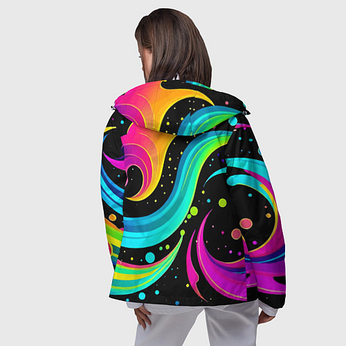 Женская ветровка Яркая неоновая абстракция - нейросеть / 3D-Белый – фото 4