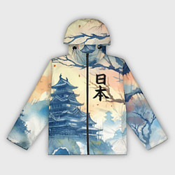 Ветровка с капюшоном женская Japanese landscape - watercolor, цвет: 3D-черный