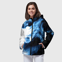 Ветровка с капюшоном женская Дым смок вейпа текстура, цвет: 3D-черный — фото 2