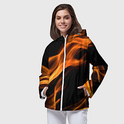 Ветровка с капюшоном женская Языки пламени текстура, цвет: 3D-белый — фото 2
