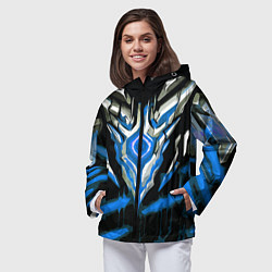 Ветровка с капюшоном женская Абстрактная синяя руна, цвет: 3D-черный — фото 2