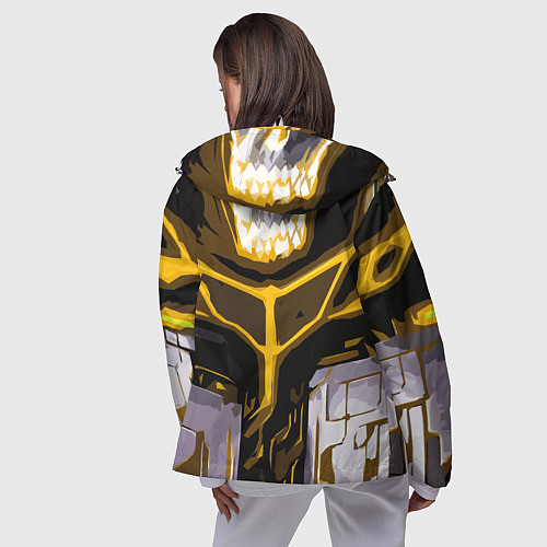 Женская ветровка Yellow stripes on a black and white background / 3D-Белый – фото 4