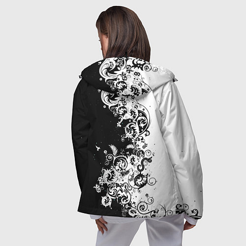 Женская ветровка Чёрно белая абстракция / 3D-Черный – фото 4