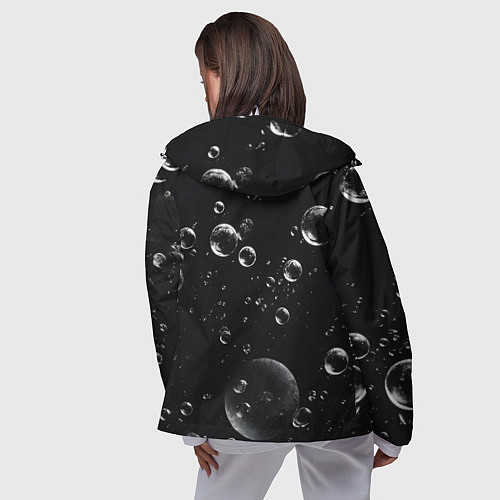 Женская ветровка Пузыри на черном фоне / 3D-Белый – фото 4