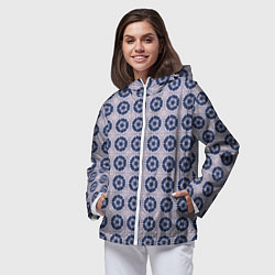 Ветровка с капюшоном женская Узор синяя плитка, цвет: 3D-белый — фото 2