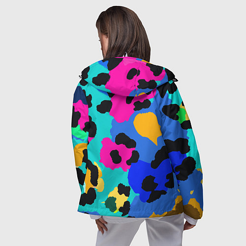 Женская ветровка Радужный неоновый леопард / 3D-Белый – фото 4