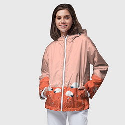 Ветровка с капюшоном женская Белые овечки на траве, цвет: 3D-белый — фото 2