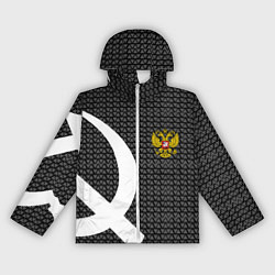 Ветровка с капюшоном женская Россия паттерн ссср, цвет: 3D-белый