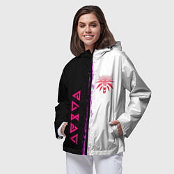 Ветровка с капюшоном женская The Witcher logo краски, цвет: 3D-черный — фото 2